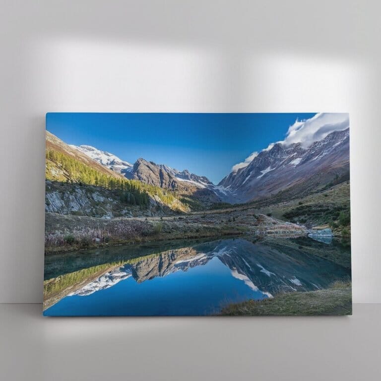 Grundsee met weerspiegeling van de bergen in het Lötschental